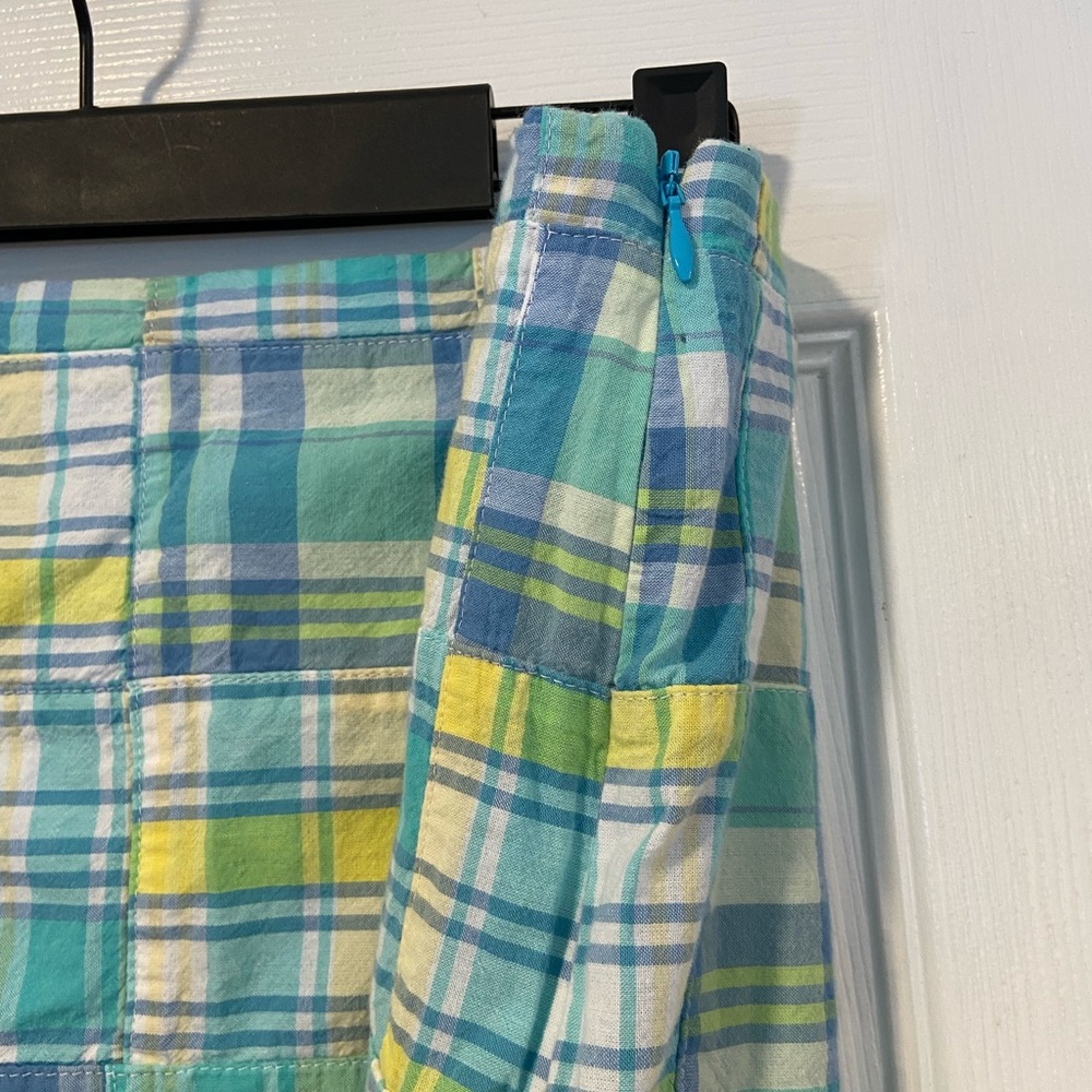 Talbots Size 14 Blue Patchwork Madras Cotton Line… - image 2